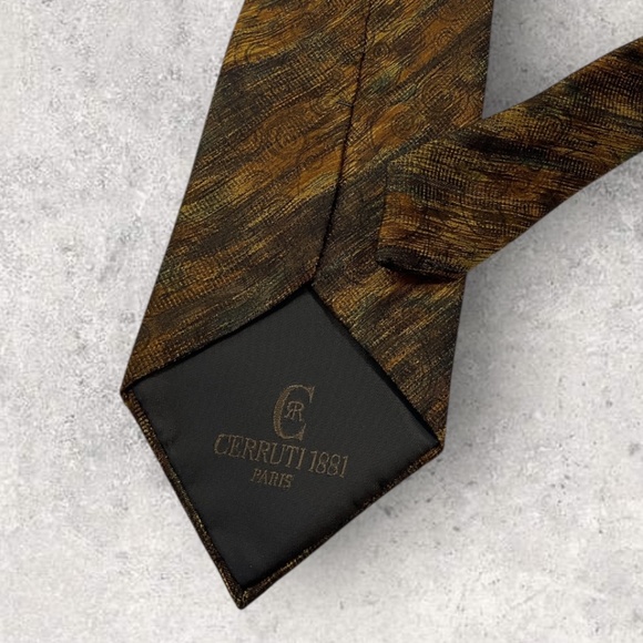 NEW CERRUTI 1881 Brown/Beige/Green Art Silk LUXURY Tie FRANCE - Picture 4 of 5